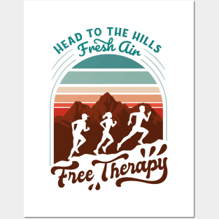 Head To The Hills Running Quote Posters and Art